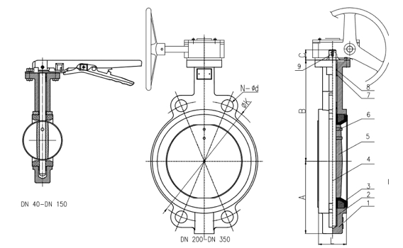 D971F電動四氟密封蝶閥結(jié)構(gòu)圖