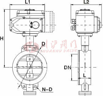 D971X、D973H電動(dòng)對(duì)夾蝶閥結(jié)構(gòu)圖