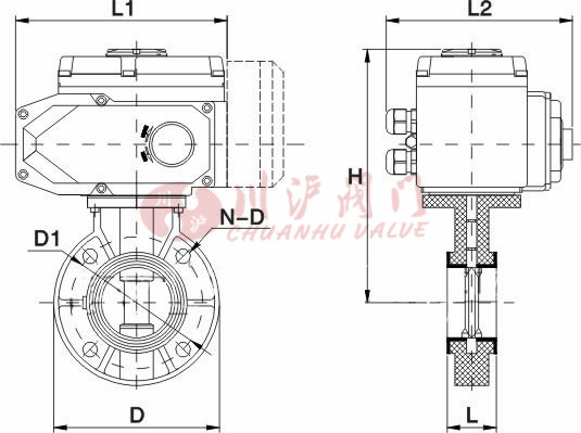 D971X電動塑料蝶閥結(jié)構(gòu)圖