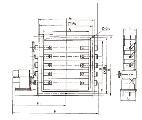 矩形電動(dòng)百葉蝶閥結(jié)構(gòu)圖
