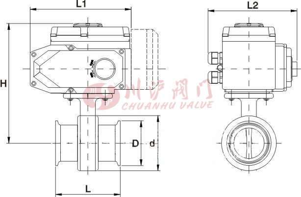 D981X電動(dòng)衛(wèi)生級蝶閥結(jié)構(gòu)圖