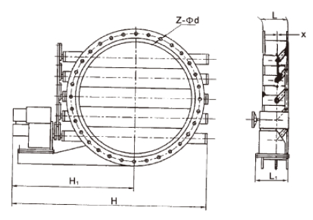 圓形電動(dòng)百葉蝶閥結(jié)構(gòu)圖