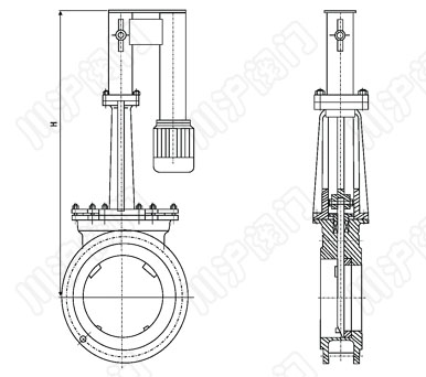 PZ273X、PZ273F、PZ273H、PZ273Y_電液動(dòng)刀型閘閥結(jié)構(gòu)圖