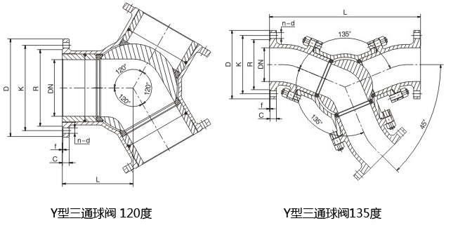 電動Y型三通球閥結(jié)構(gòu)圖