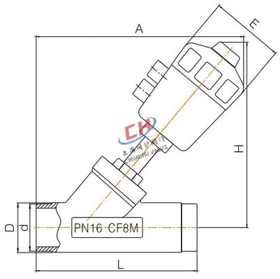 P2氣動(dòng)法蘭角座閥結(jié)構(gòu)圖