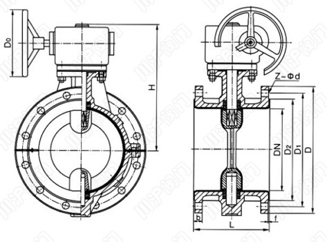 襯氟法蘭蝶閥結構圖