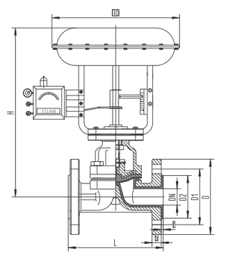 氣動隔膜調(diào)節(jié)閥結(jié)構(gòu)圖