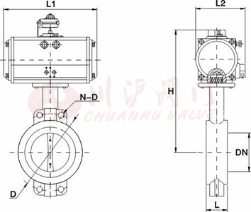 氣動開關蝶閥結構圖