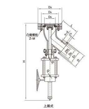 氣動(dòng)上展式放料閥結(jié)構(gòu)圖