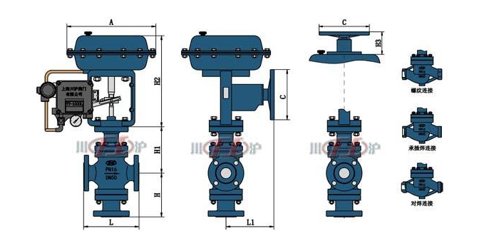 氣動(dòng)三通調(diào)節(jié)閥結(jié)構(gòu)圖