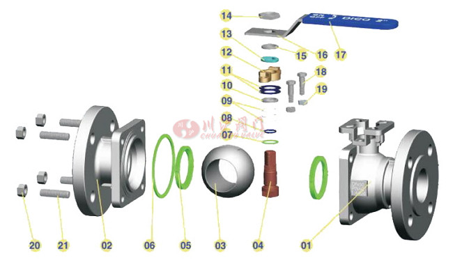 高平臺法蘭球閥分解圖