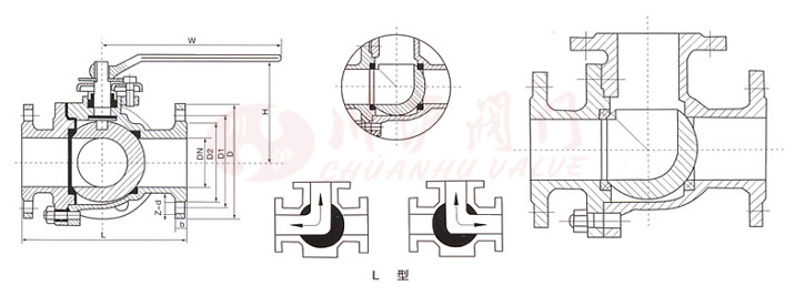 三通球閥L型結(jié)構(gòu)圖