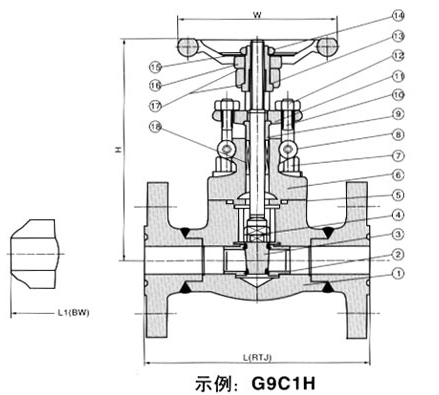 鍛鋼法蘭閘閥結(jié)構(gòu)圖